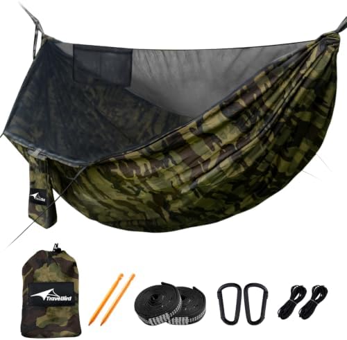 Camping Hammock with Mosquito Net and Ridge Rope, 2 Person Extra Large by TravelBird