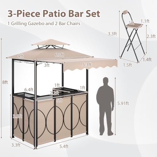 Tangkula 3 Piece Patio Bar Set - Image 4