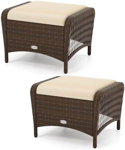 RELAX4LIFE 2-Piece Wicker Outdoor Ottoman by RELAX4LIFE