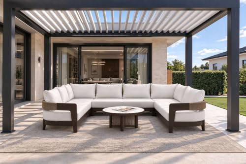 PURPLE LEAF Patio Furniture Set 9 Pieces U-Shaped Sectional Sofa by PURPLELEAF