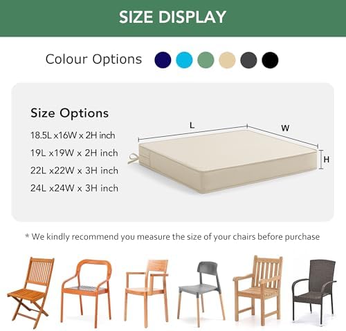 Outdoor Chair Cushions Set of 6: Waterproof & Fade Resistant Deep Seat Cushion - Image 6