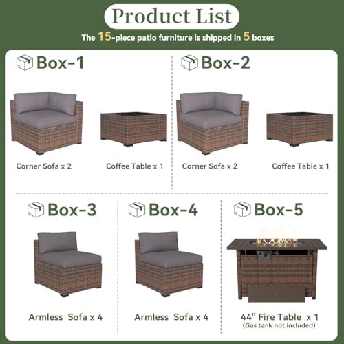 Aoxun 15 Piece Patio Furniture Set - Image 5