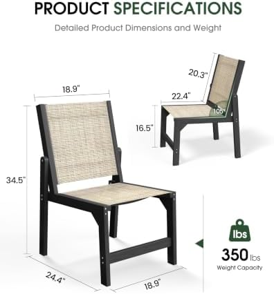 Stackable Outdoor Dining Chairs, HDPE Frame - Image 3