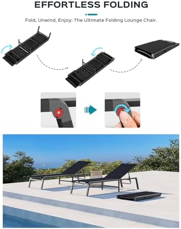 Ciokea Aluminum Foldable Lounge Chairs Set of 4 - Image 6