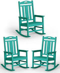 Oversized Outdoor Rocking Chairs Set of 3, 380lbs Heavy-Duty Large Patio Rocker by CIOKEA