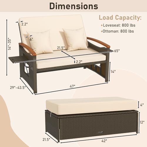 RELAX4LIFE Wicker Patio Outdoor Daybed - Image 3