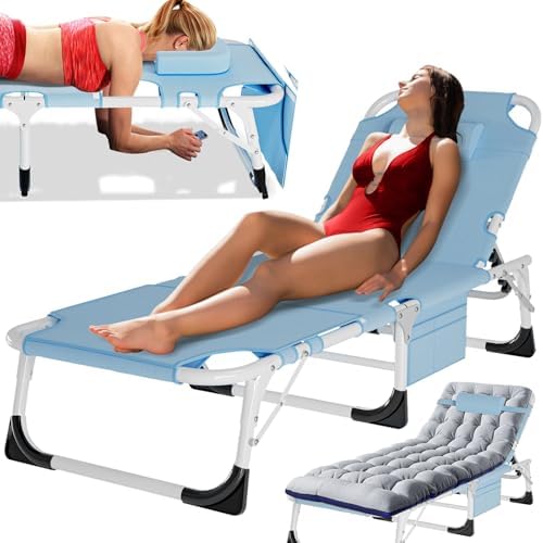 MOPHOTO Folding Chaise Lounge, 5-Position Tanning Chair by MOPHOTO