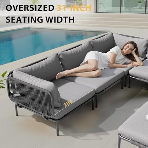 7 Piece Modern Outdoor Sectional Sofa - Image 5