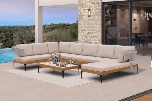 PURPLE LEAF 8 Pieces Patio Sectional Sofa Set by PURPLELEAF