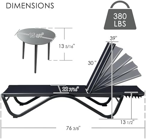 Kozyard Chaise Lounge Chair, All Aluminum Frame and Textilene Fabric, Fully - Image 2