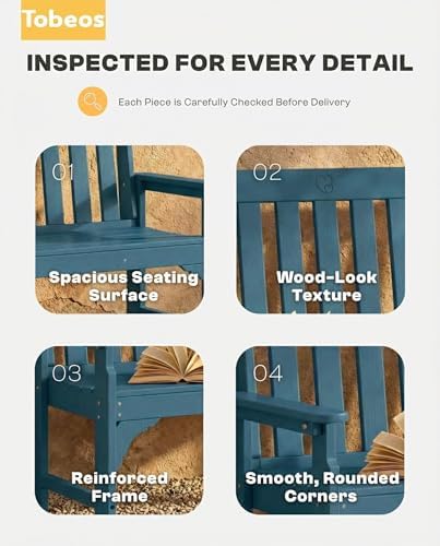 2-Person Outdoor Garden Bench, HDPE All-Weather Patio Bench - Image 4