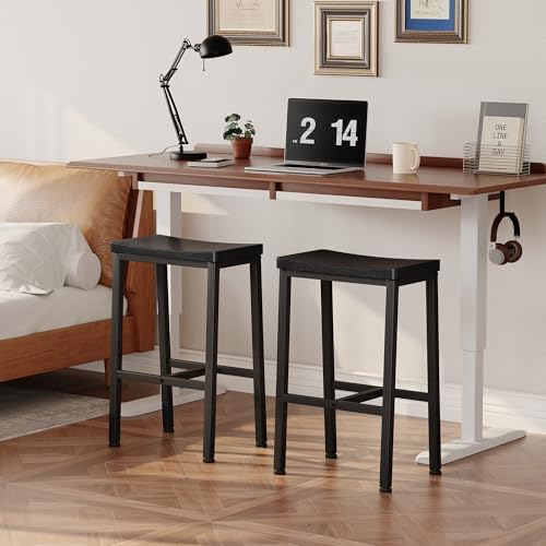 Homeiju Bar Stools, Counter Height Bar Stools Set of 2, 23.6 Inch Saddle Stools - Image 2