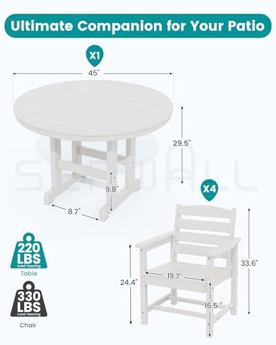 SERWALL 5-Piece Patio Dining Set, 4 Chairs - Image 2