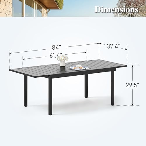 Outdoor Expandable Table for 6-8, Large Metal Dining Table - Image 3