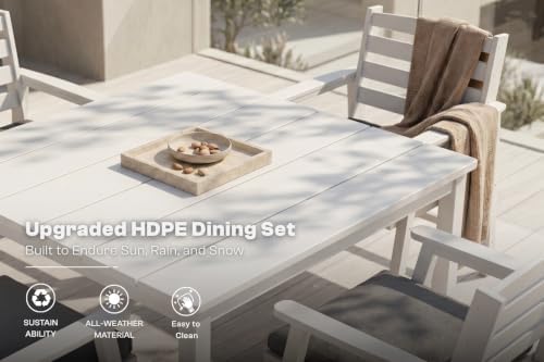 HDPE Outdoor Dining Set for 4, Square Table & Chairs Set - Image 6