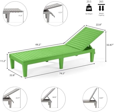 Nestl Lounge Chair Outdoor, Tanning Chair, Chaise Lounge Outdoor Set of 6 - Image 3