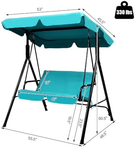 Tangkula 2 Person Porch Swing, Outdoor Swing - Image 5