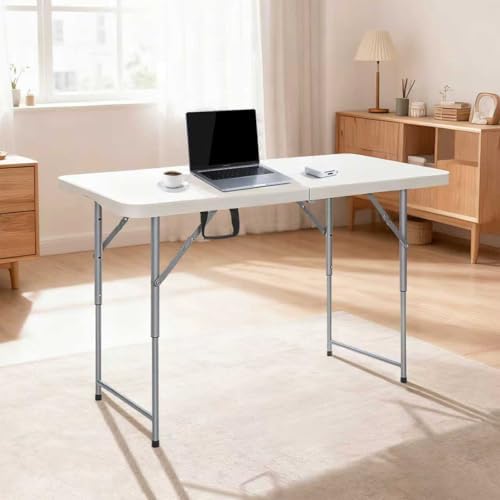 FoldingTable 4 Foot Portable Heavy Duty Plastic Table and Adjustable Height - Image 2