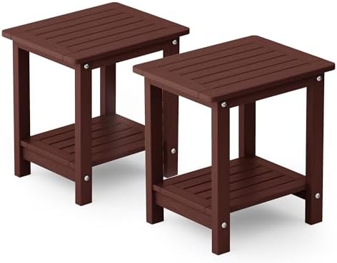 YEFU Outdoor Side Table Set of 2, Weather Resistant HIPS by YEFU