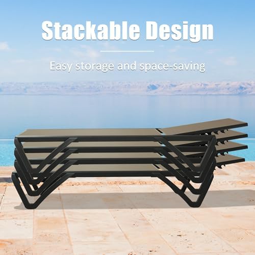 Domi Pool Lounge Chairs, Aluminum Patio Chaise Lounge - Image 5