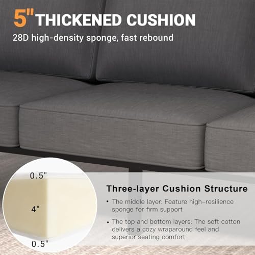 Aluminum Outdoor Loveseat, Oversized Patio Couch, Modern Sofa All Weather Metal - Image 5