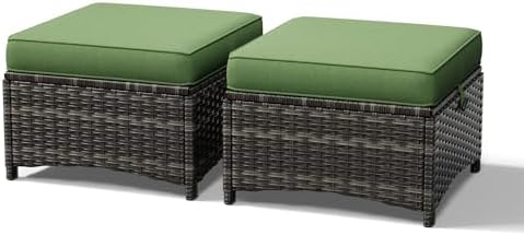 Joyside Outdoor Ottoman Set of 2, Patio Large Ottoman Foot Rest by Joyside
