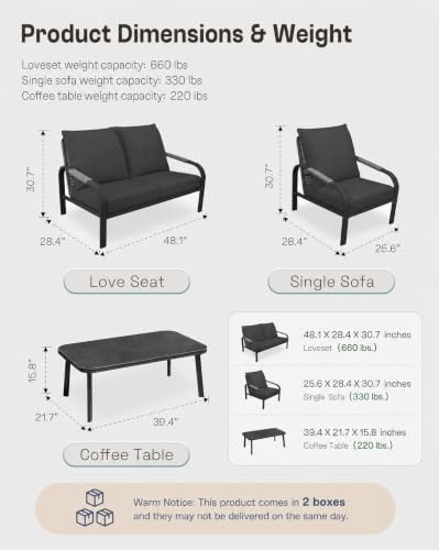 4-Piece Aluminum Patio Set, 2 Chairs & Side Table - Image 3
