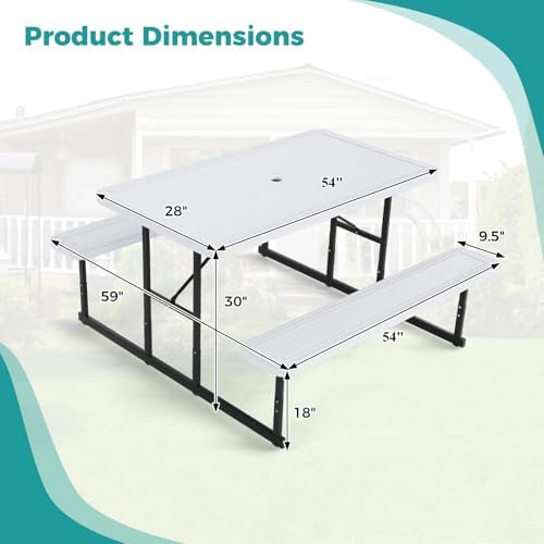 GIANTEX Picnic Table Bench Set for 4 People, 4.5FT Outdoor Rectangular Dining - Image 5