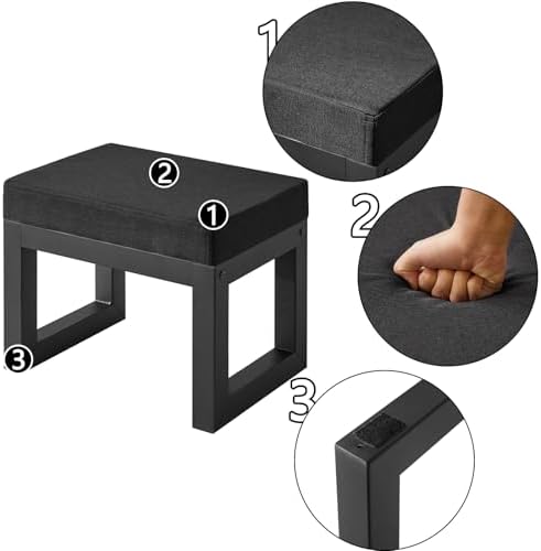 IBUYKE Small Footstool Ottoman, Linen Fabric Footrest - Image 5