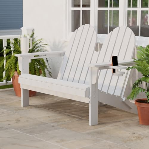 Outdoor Patio HDPE Adirondack Garden Skinny Bench, Weatherproof Front Porch by Costaelm