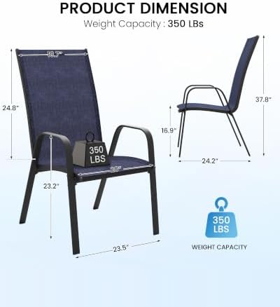 Patio Chairs Set of 4, Outdoor Dining Chairs - Image 3