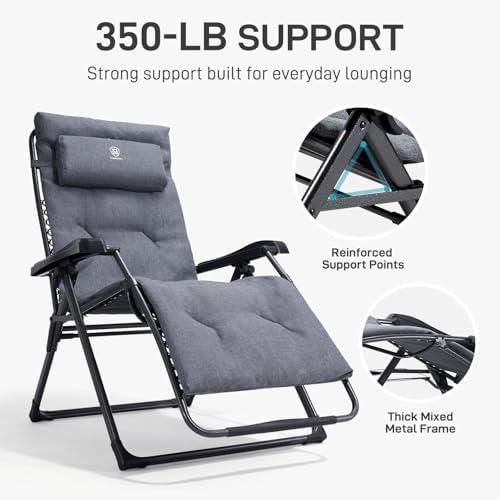 EVER ADVANCED Aluminum Zero Gravity Chair, 2.4" Padded, 350 lb Capacity - Image 6