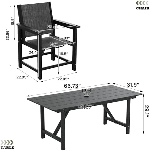 UDPATIO HDPE Outdoor Dining Table Patio Furniture Heavy Duty - Image 3