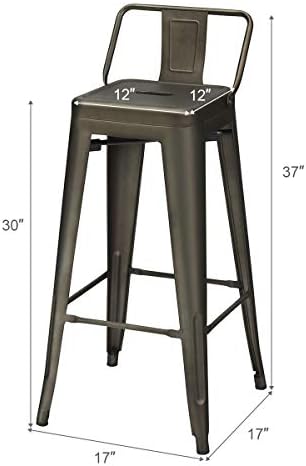 COSTWAY 30 Inch Stackable Metal Bar Stools Set of 4 - Image 3