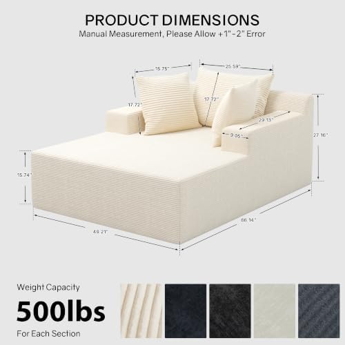 66" Chaise Lounge Chair Indoor, Oversized Boneless Lounge Chair - Image 2