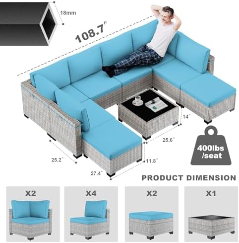 Outdoor PE Wicker Rattan Modular Patio Sectional Sofa Set - Image 6