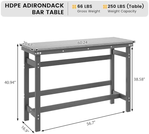 Sundale Outdoor Adirondack Bar Table and Chairs Set - Image 4