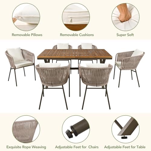 7-Piece Patio Dining Set for 6, Outdoor Patio Furniture Set - Image 4