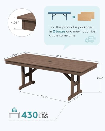 SERWALL Outdoor 84" HDPE Rectangular Dining Table - Image 2