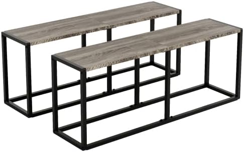 VINGLI Set of 2 47.2 Inch Indoor Outdoor Patio Benches Metal Frame by VINGLI