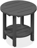 SERWALL Round Outdoor Side Table, HDPE Small Adirondack End Table, 2-Tier Patio by SERWALL