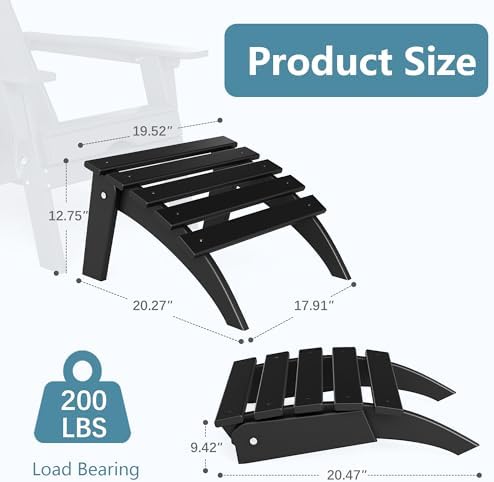 Folding Adirondack Ottoman Set of 4, HDPE Footrest - Image 3