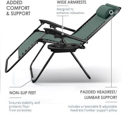 Nestl Zero Gravity Chairs 1 Pk, Portable Patio Lounge Outdoor - Image 6