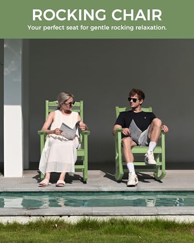 Outdoor Rocking Chairs Set of 4, Oversized Rocking Chair, All Weather - Image 4