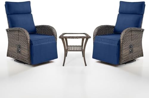 Dual-Adjust Swivel Outdoor Recliner Chair Set of 3 by Belord