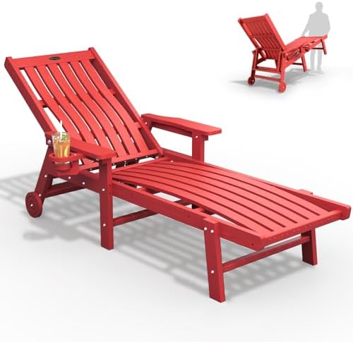 THOEOE Patio Chaise Lounge Chair, HDPE Lounge Chair Outdoor by THOEOE