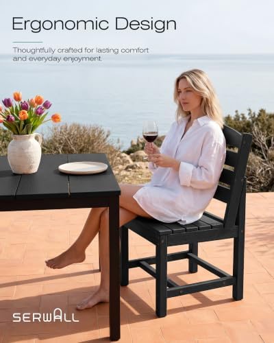 SERWALL Outdoor Dining Set, 7 Piece Armless Dining Set - Image 6