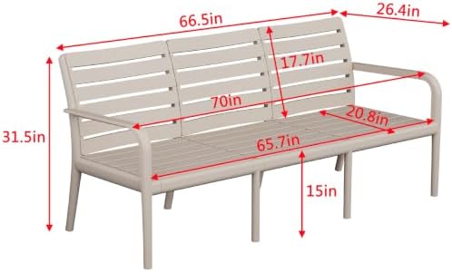 70" Outdoor Couch, 3-Seat Patio Sofa, Outdoor Furniture Sofa - Image 3