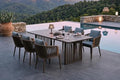 PURPLE LEAF Patio Dining Table Set 7 Pieces Olefin Fabric Teak Armrest by PURPLELEAF