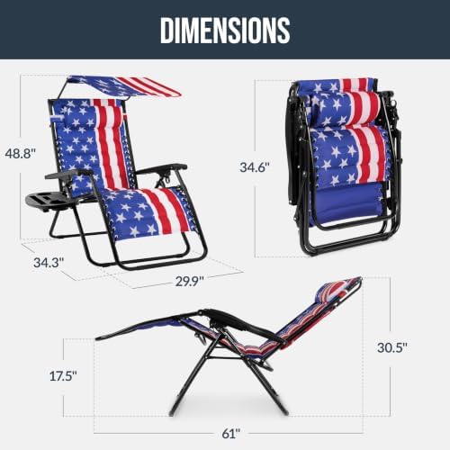 Best Choice Products Oversized Padded Zero Gravity Chair Recliner w/ Canopy - Image 2